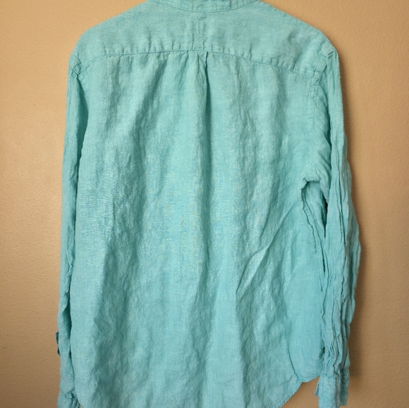 Ralph Lauren Cyan 100% Linen Long-sleeve Button-down Shirt Men's Size XL - Picture 6 of 7